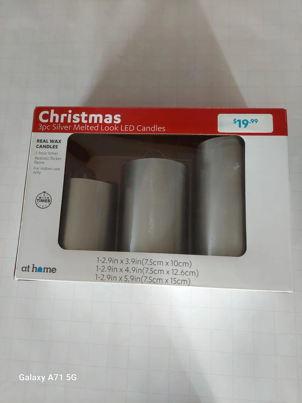 Silver Melted Look LED Candles - 3pc